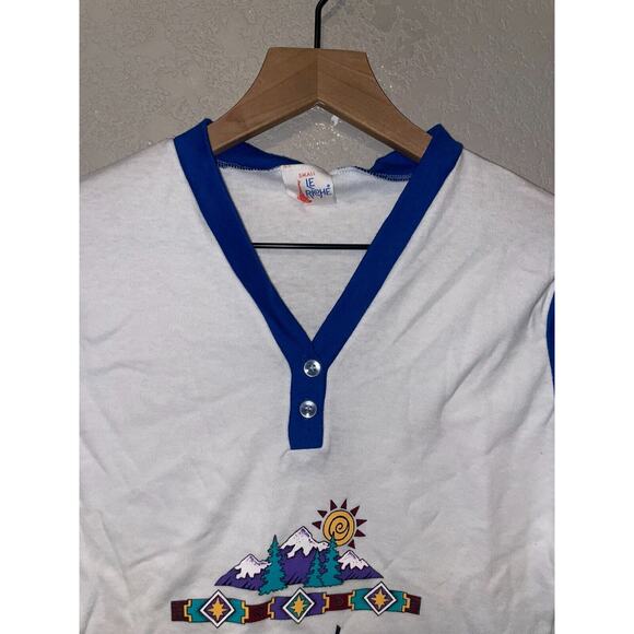 1997 Vintage Le Riche Yellowstone Mountain Graphic White Shirt 90s 1990s VTG S S - Picture 3 of 10